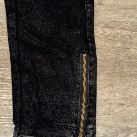 Tickled Teal Black Moto Jeggings 3X With Zipper Details & Elastic Waistband - Picture 5 of 9